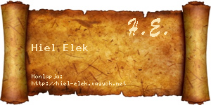 Hiel Elek névjegykártya